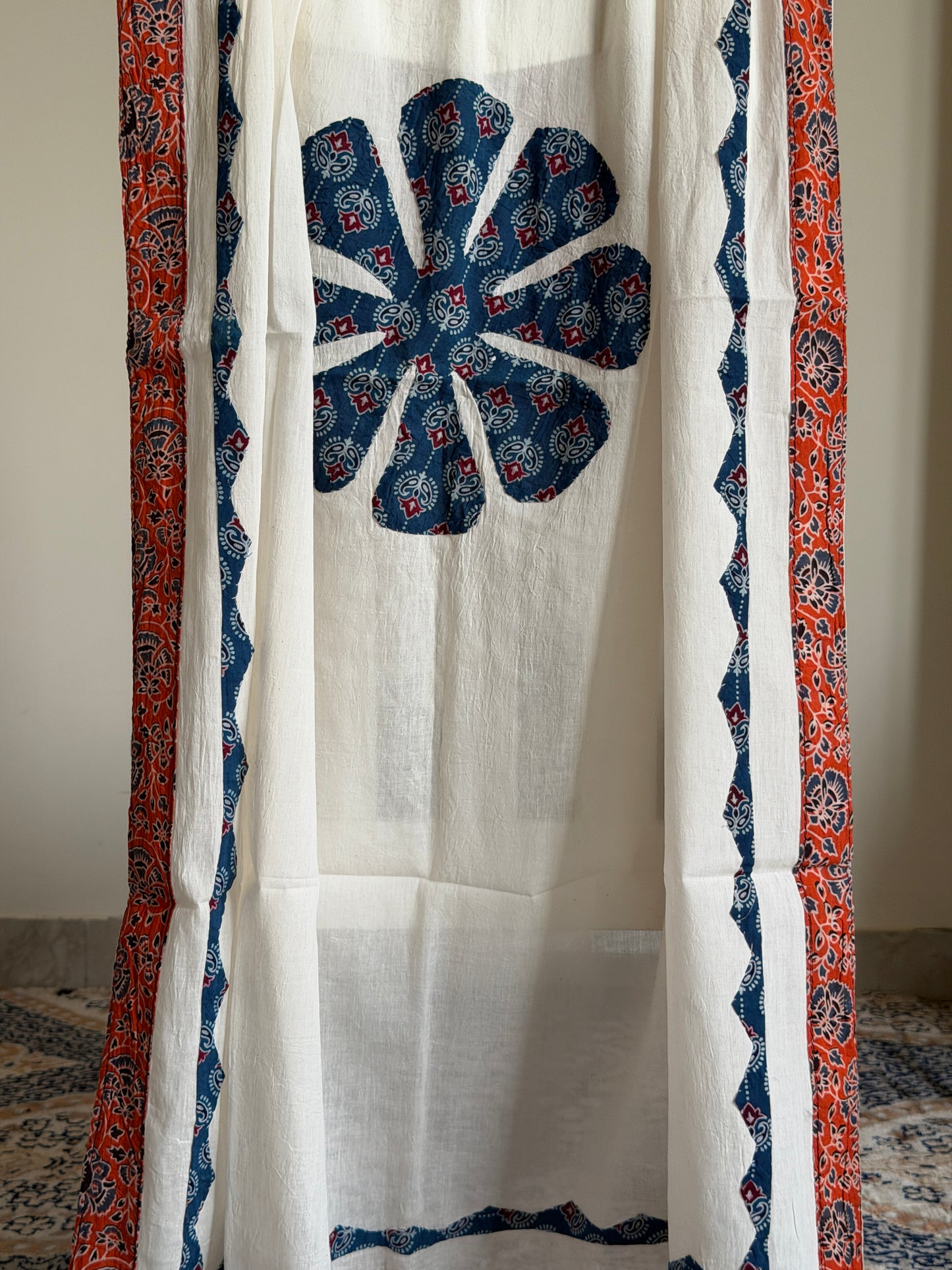 Ajrakh Suit Set with Appliqué Patchwork Dupatta