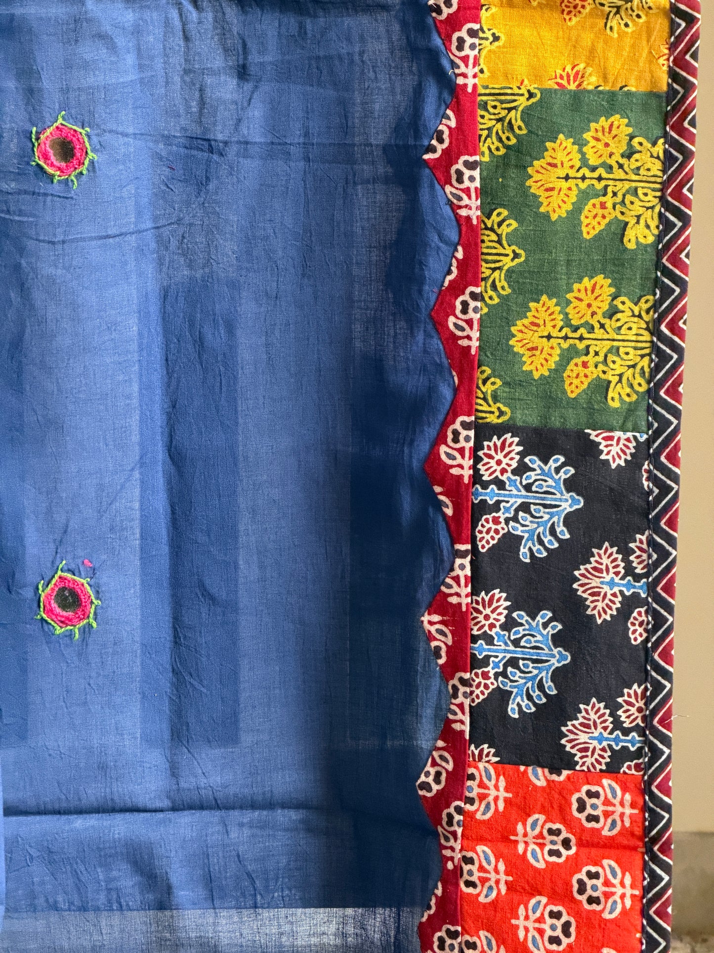 Ajrakh Suit Set with Appliqué Patchwork Dupatta