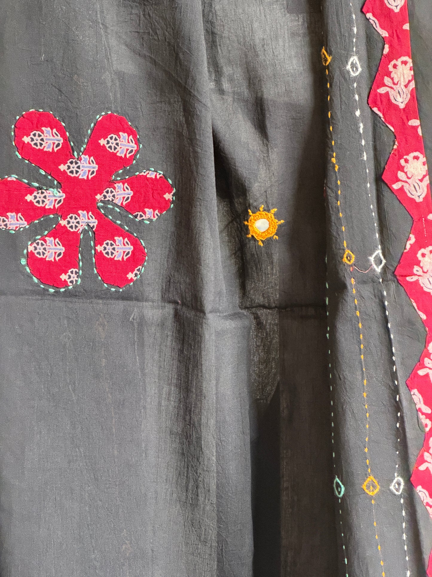 Ajrakh Suit Set with Appliqué Patchwork Dupatta