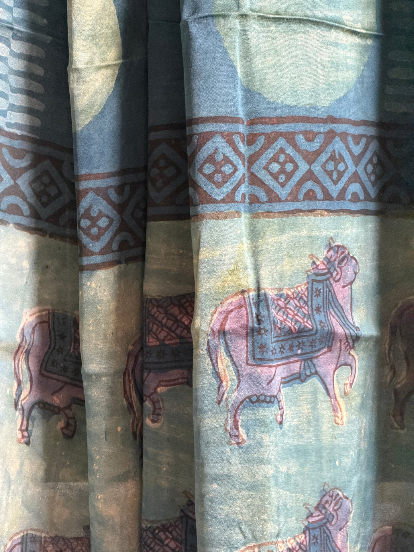 Tussar Modal Silk Suit Set with Nashpal Print