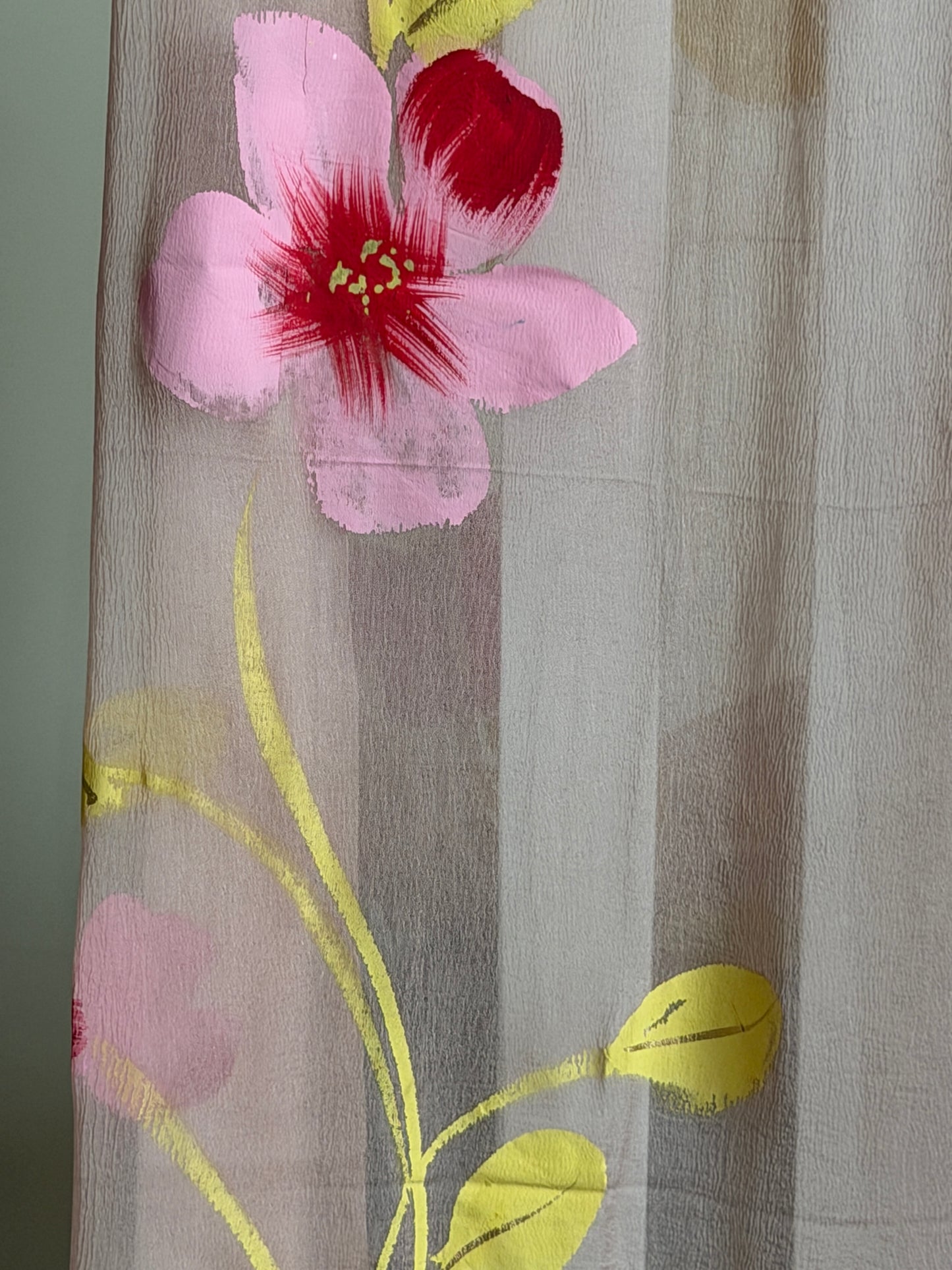 Hand Painted Cotton Suit Set with Chiffon Dupatta