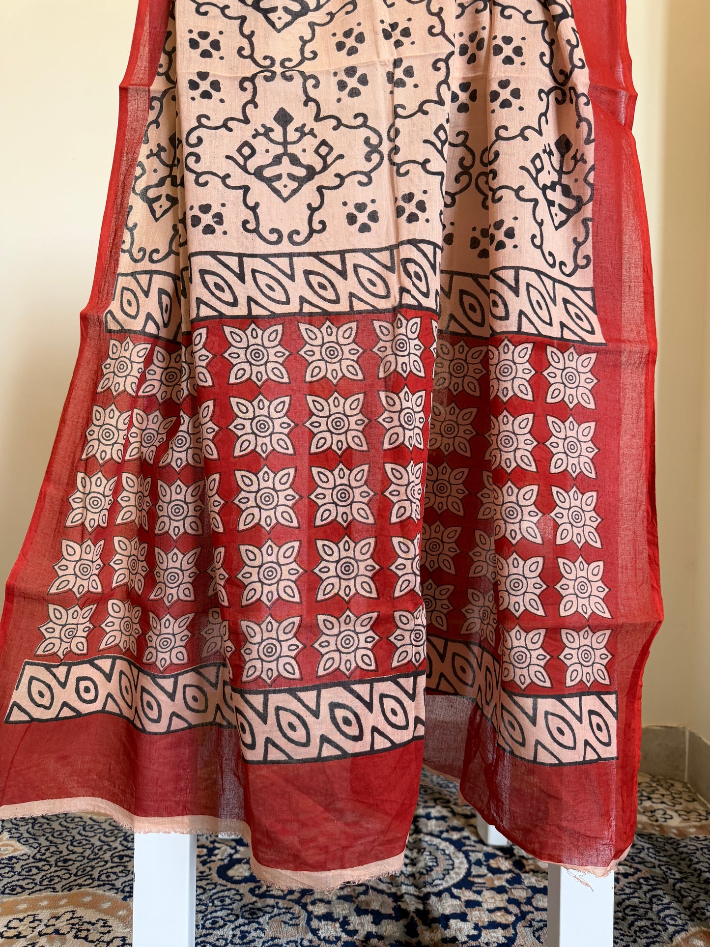Pure Cotton Handblock Print 3 piece Unstitched Suit Set
