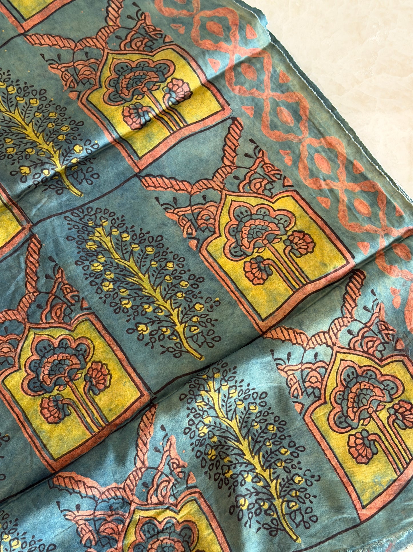 Tussar Modal Silk Suit Set with Nashpal Print