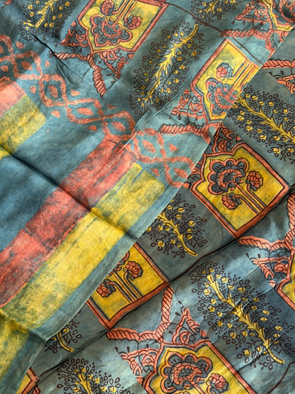 Tussar Modal Silk Suit Set with Nashpal Print