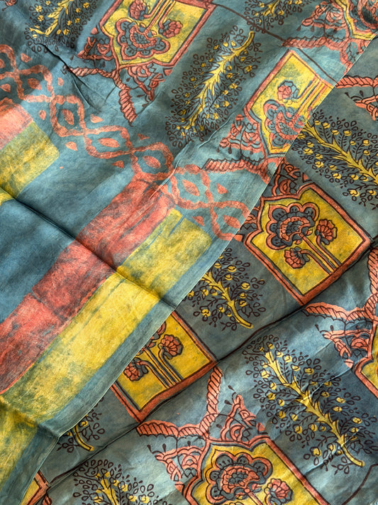 Tussar Modal Silk Suit Set with Nashpal Print