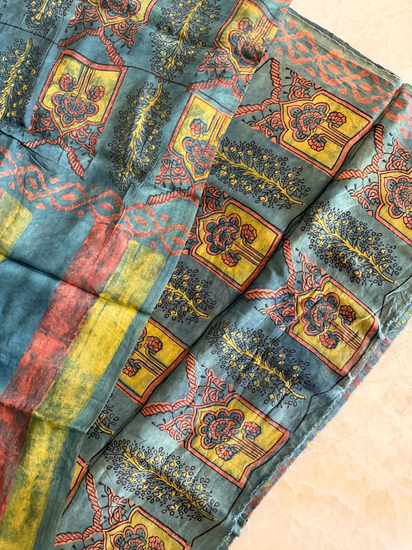 Tussar Modal Silk Suit Set with Nashpal Print