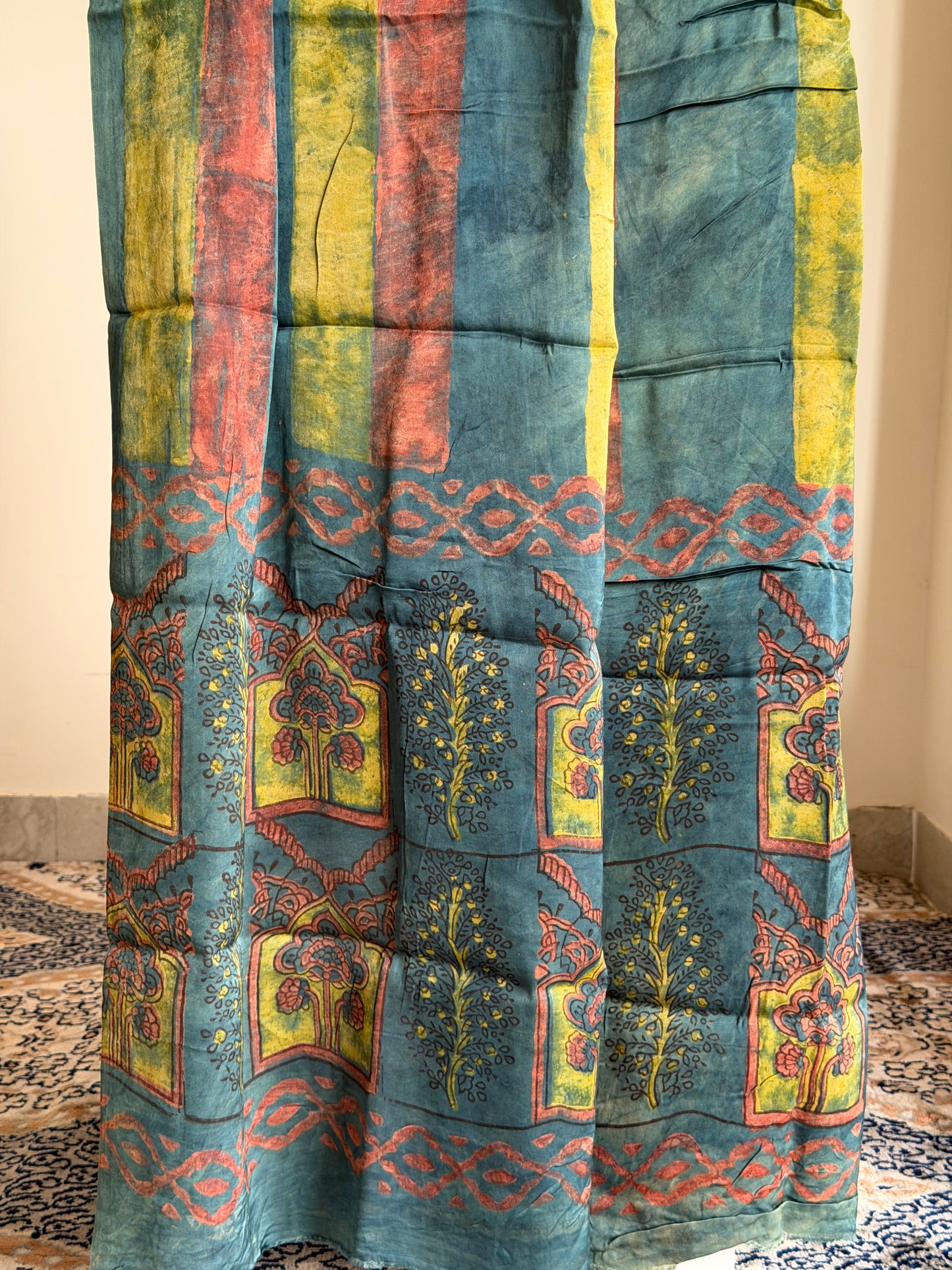 Tussar Modal Silk Suit Set with Nashpal Print