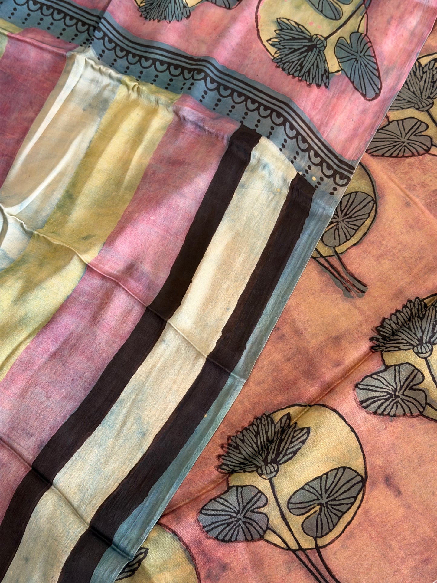 Tussar Modal Silk Suit Set with Nashpal Print