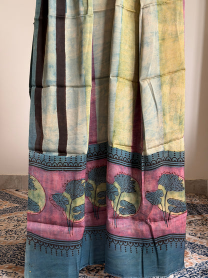 Tussar Modal Silk Suit Set with Nashpal Print