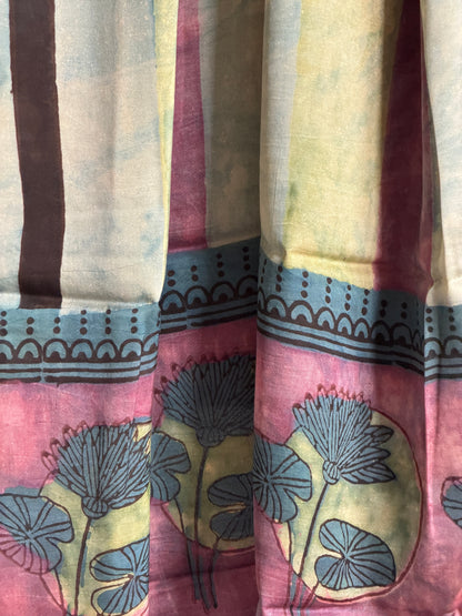 Tussar Modal Silk Suit Set with Nashpal Print