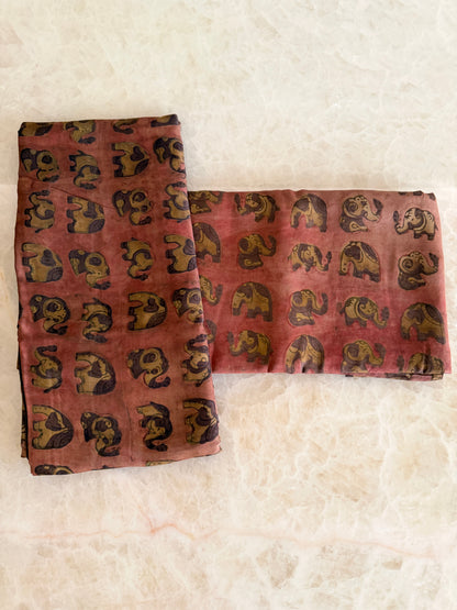 Tussar Modal Silk Suit Set with Nashpal Print