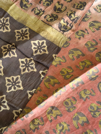 Tussar Modal Silk Suit Set with Nashpal Print
