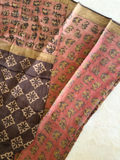 Tussar Modal Silk Suit Set with Nashpal Print
