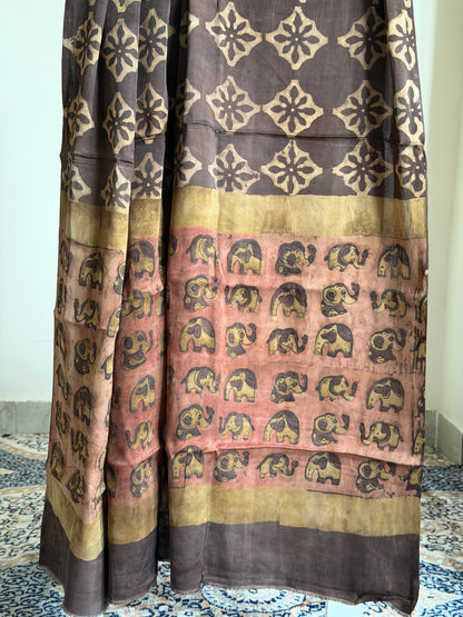 Tussar Modal Silk Suit Set with Nashpal Print
