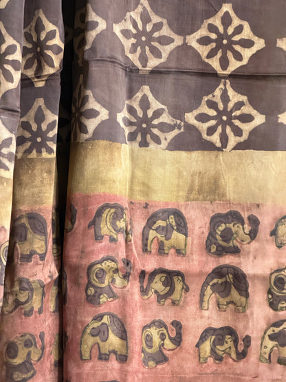 Tussar Modal Silk Suit Set with Nashpal Print
