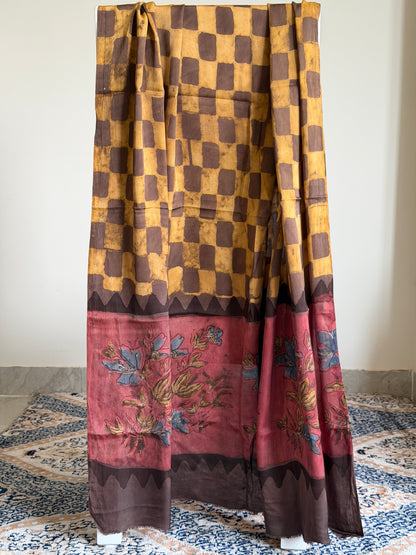 Tussar Modal Silk Suit Set with Nashpal Print