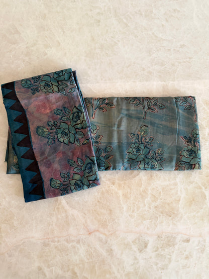 Tussar Modal Silk Suit Set with Nashpal Print