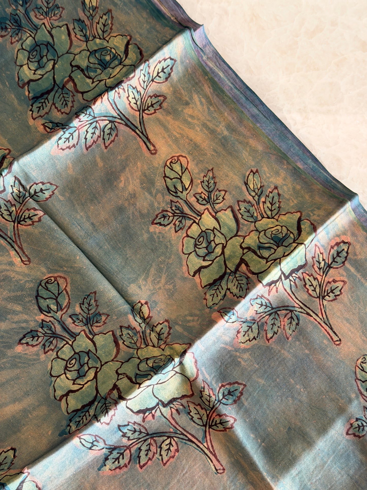 Tussar Modal Silk Suit Set with Nashpal Print