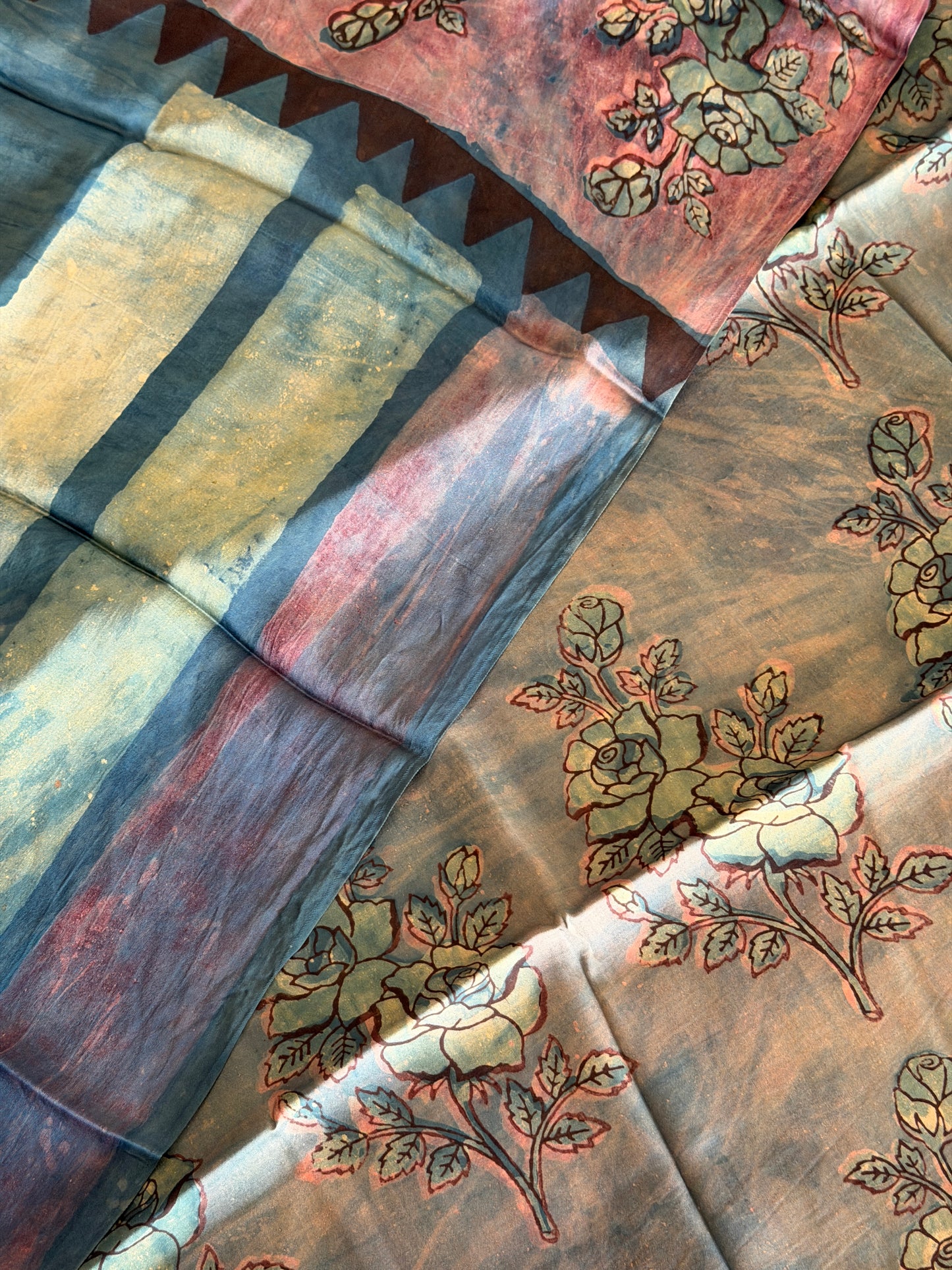 Tussar Modal Silk Suit Set with Nashpal Print