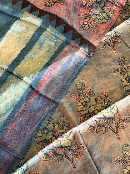 Tussar Modal Silk Suit Set with Nashpal Print
