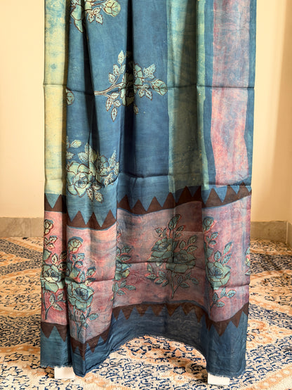 Tussar Modal Silk Suit Set with Nashpal Print