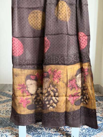 Tussar Modal Silk Suit Set with Nashpal Print