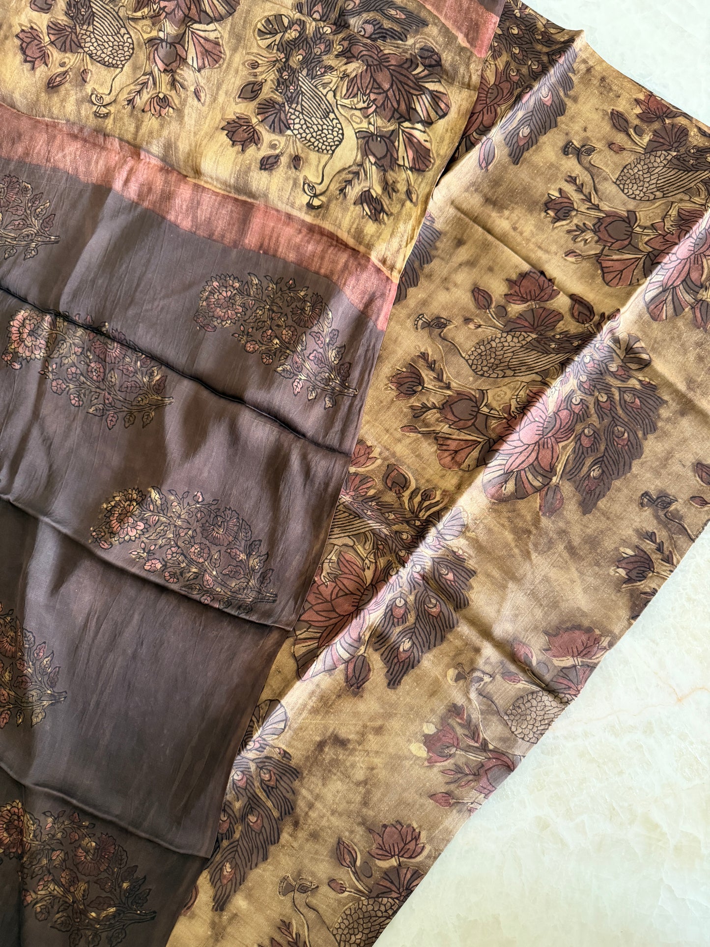 Tussar Modal Silk Suit Set with Nashpal Print