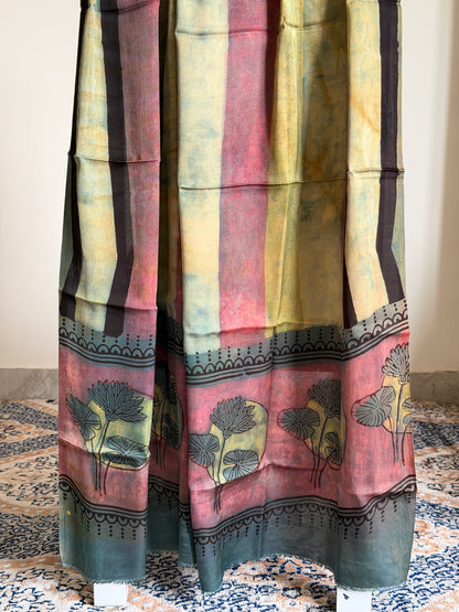 Tussar Modal Silk Suit Set with Nashpal Print