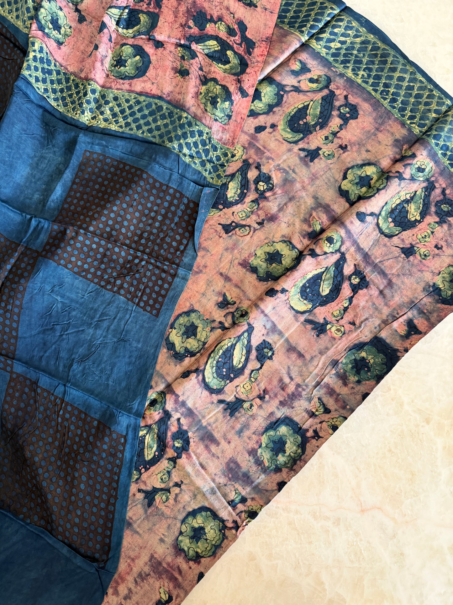 Tussar Modal Silk Suit Set with Nashpal Print