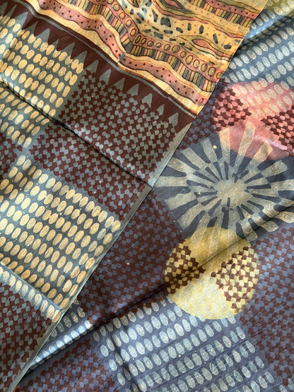 Tussar Modal Silk Suit Set with Nashpal Print