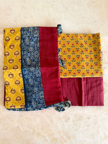 Ajrakh Suit Set with Appliqué Patchwork Dupatta
