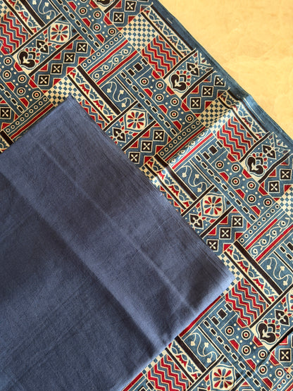 Ajrakh Suit Set with Appliqué Patchwork Dupatta