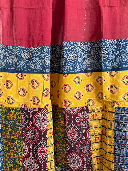 Ajrakh Suit Set with Appliqué Patchwork Dupatta