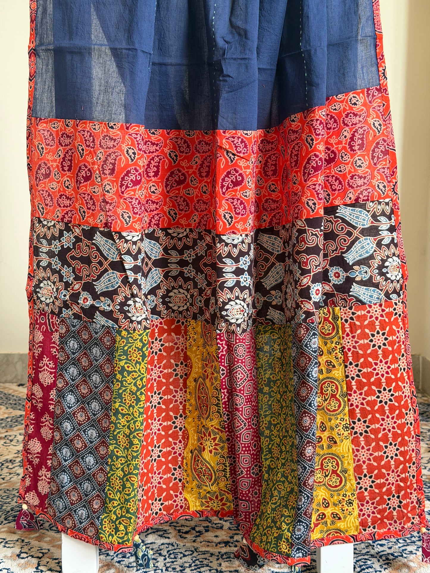 Ajrakh Suit Set with Appliqué Patchwork Dupatta
