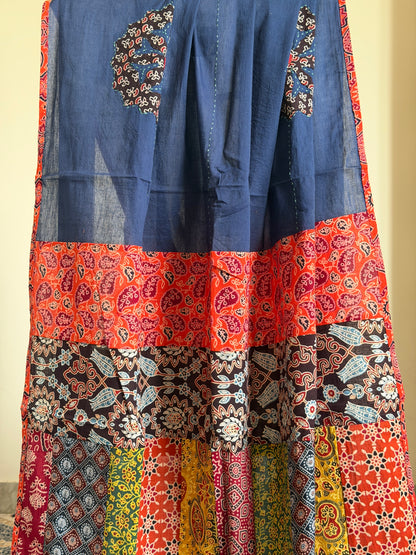 Ajrakh Suit Set with Appliqué Patchwork Dupatta