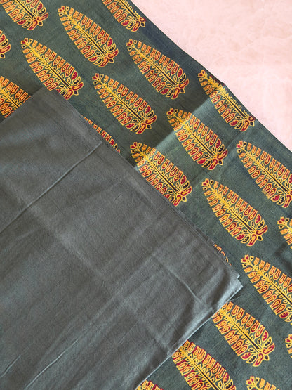 Ajrakh Suit Set with Appliqué Patchwork Dupatta