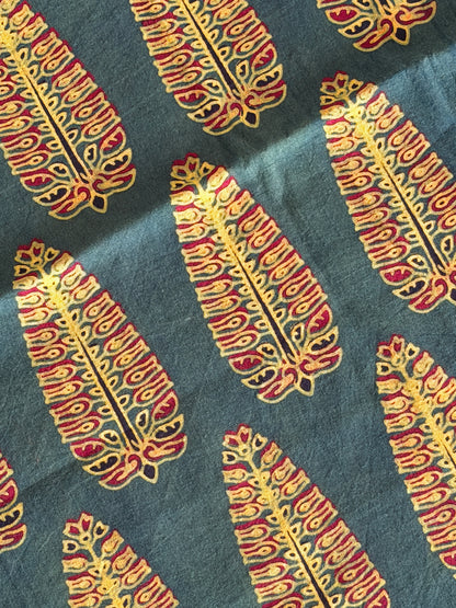 Ajrakh Suit Set with Appliqué Patchwork Dupatta