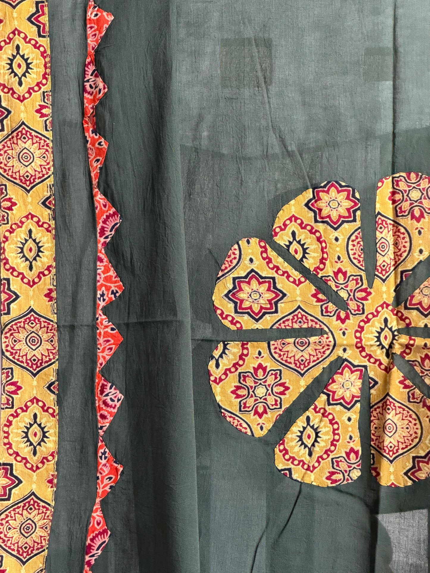 Ajrakh Suit Set with Appliqué Patchwork Dupatta