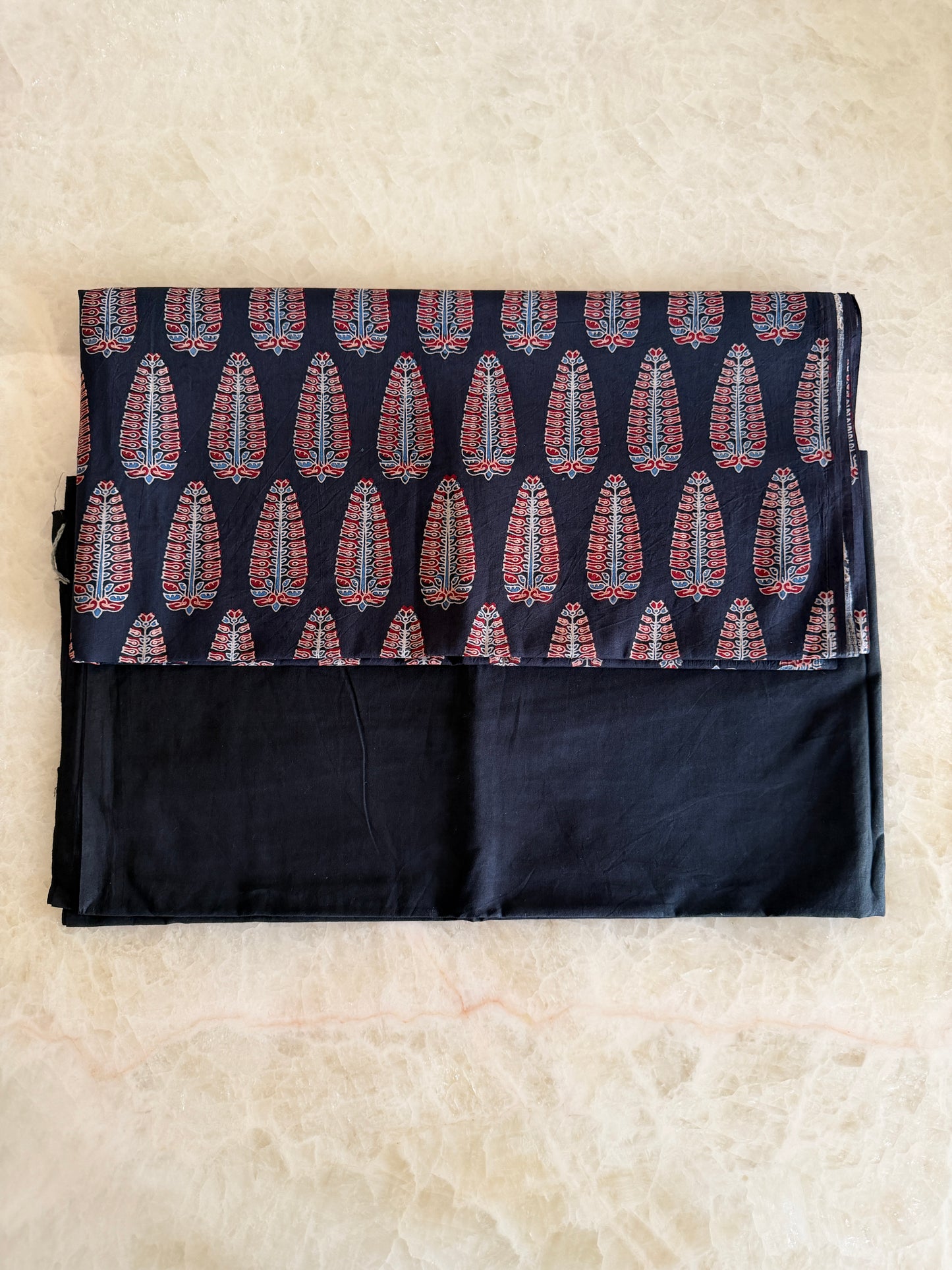 Ajrakh Suit Set with Appliqué Patchwork Dupatta
