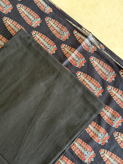 Ajrakh Suit Set with Appliqué Patchwork Dupatta