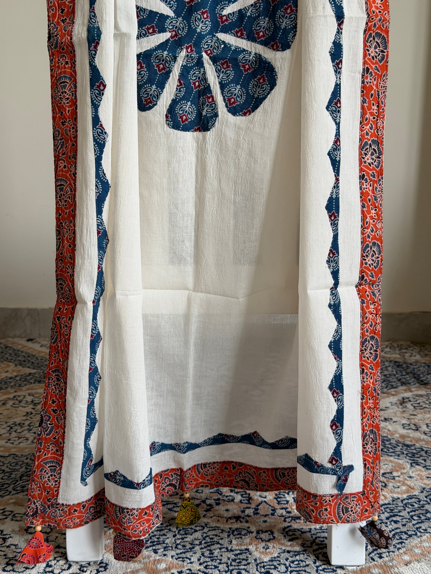 Ajrakh Suit Set with Appliqué Patchwork Dupatta