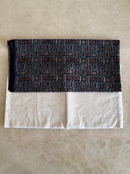 Ajrakh Suit Set with Appliqué Patchwork Dupatta