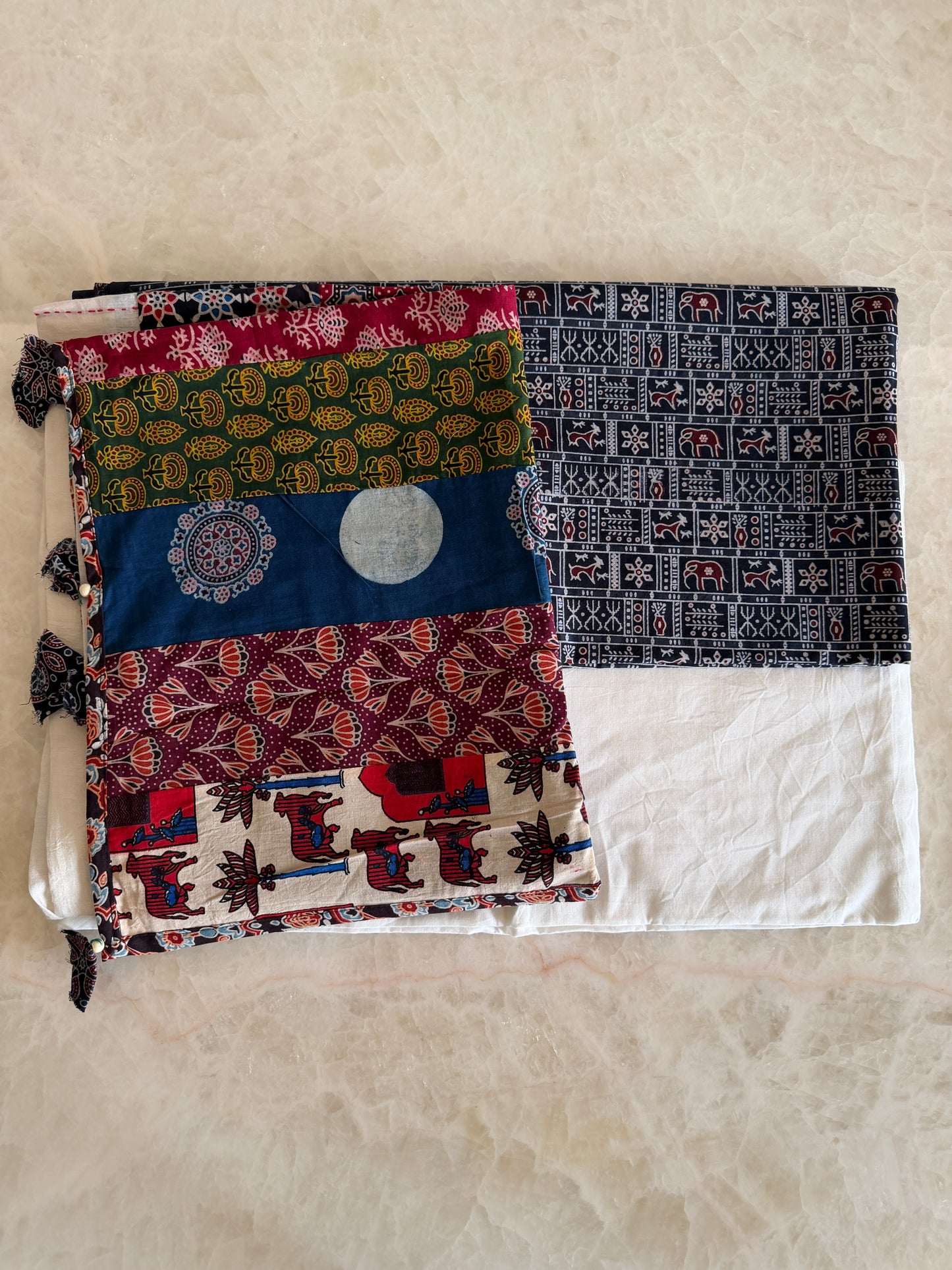 Ajrakh Suit Set with Appliqué Patchwork Dupatta