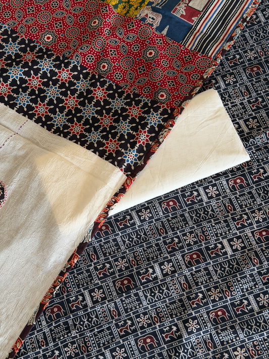 Ajrakh Suit Set with Appliqué Patchwork Dupatta