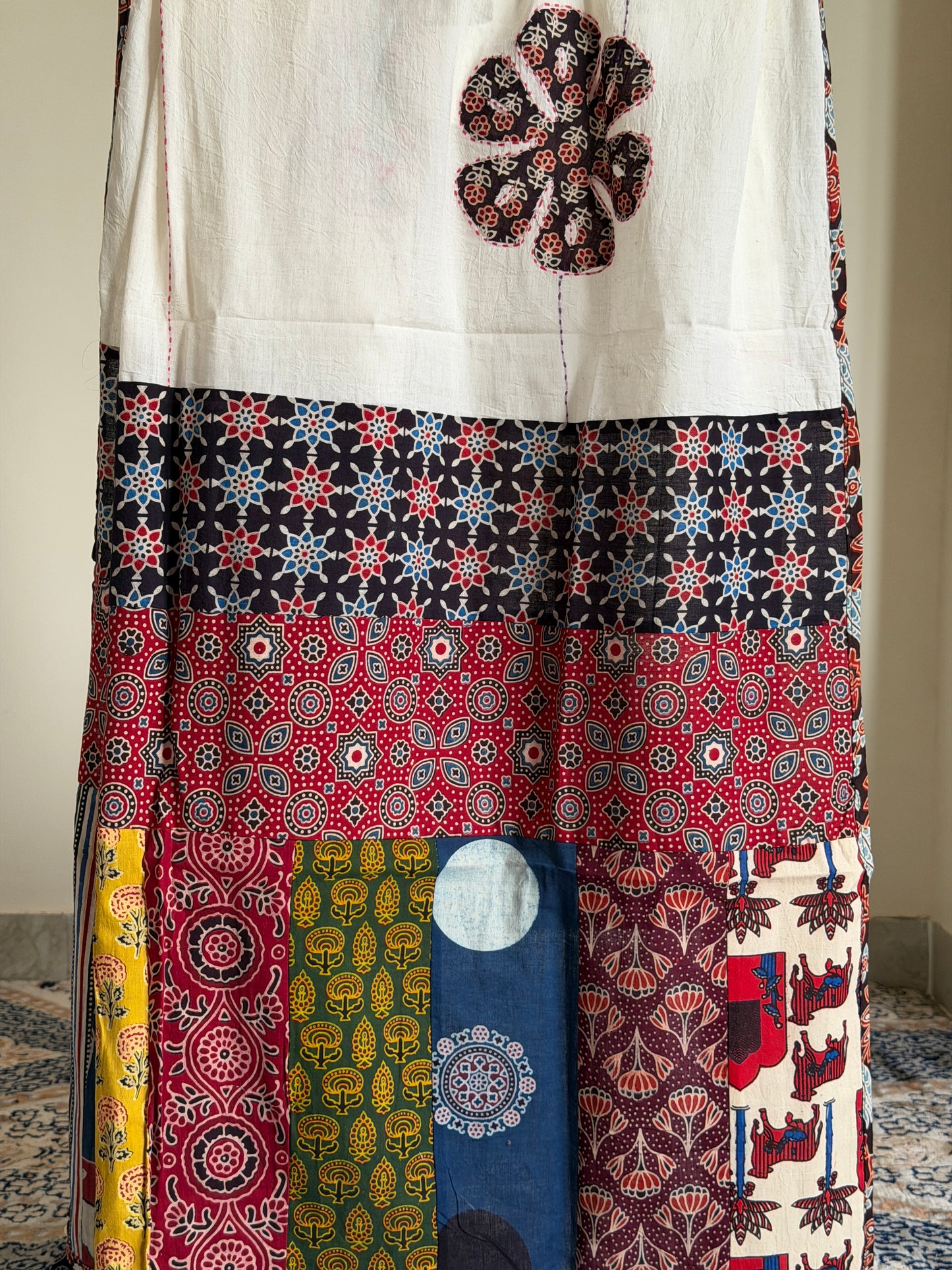 Ajrakh Suit Set with Appliqué Patchwork Dupatta