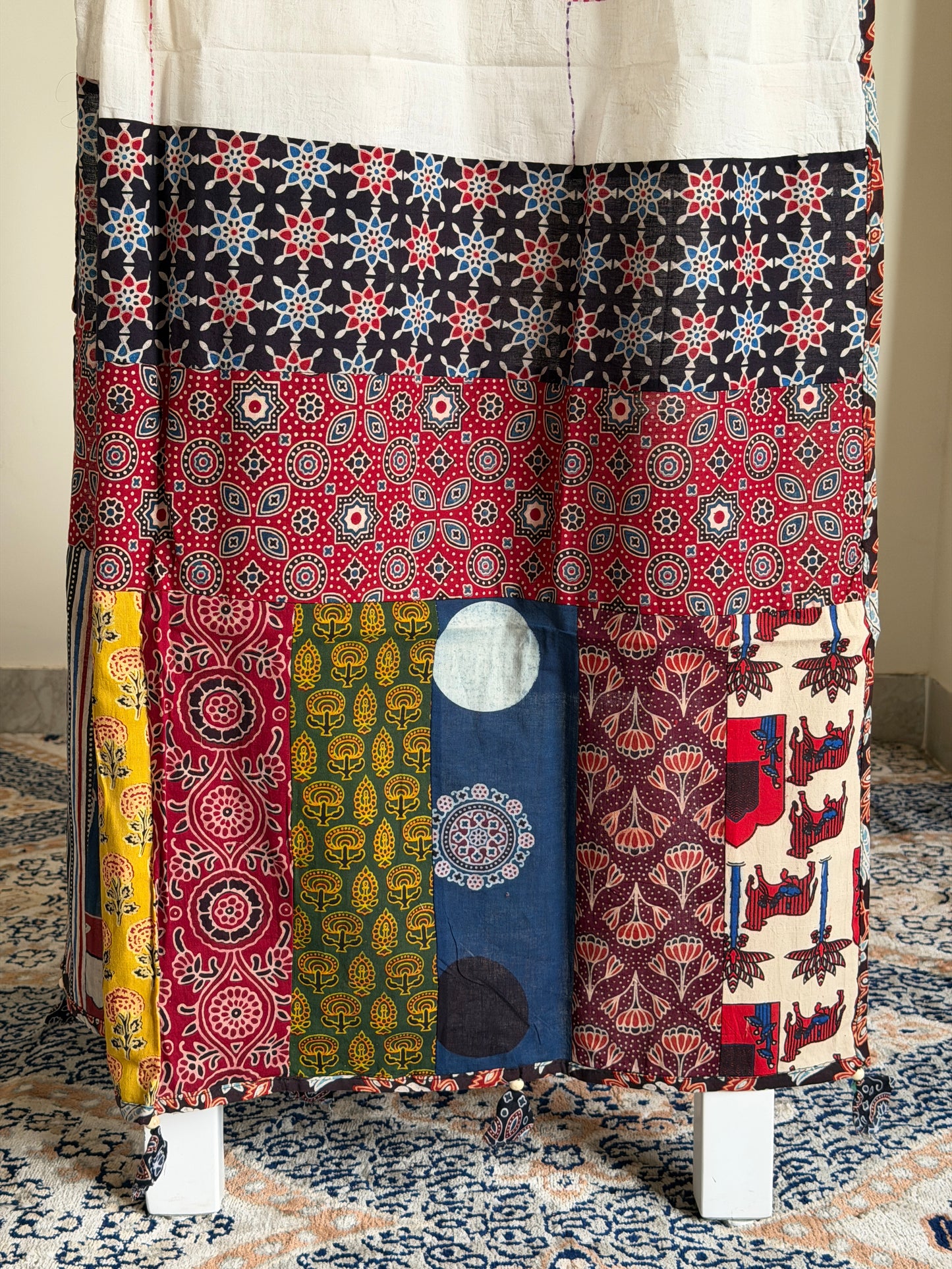 Ajrakh Suit Set with Appliqué Patchwork Dupatta