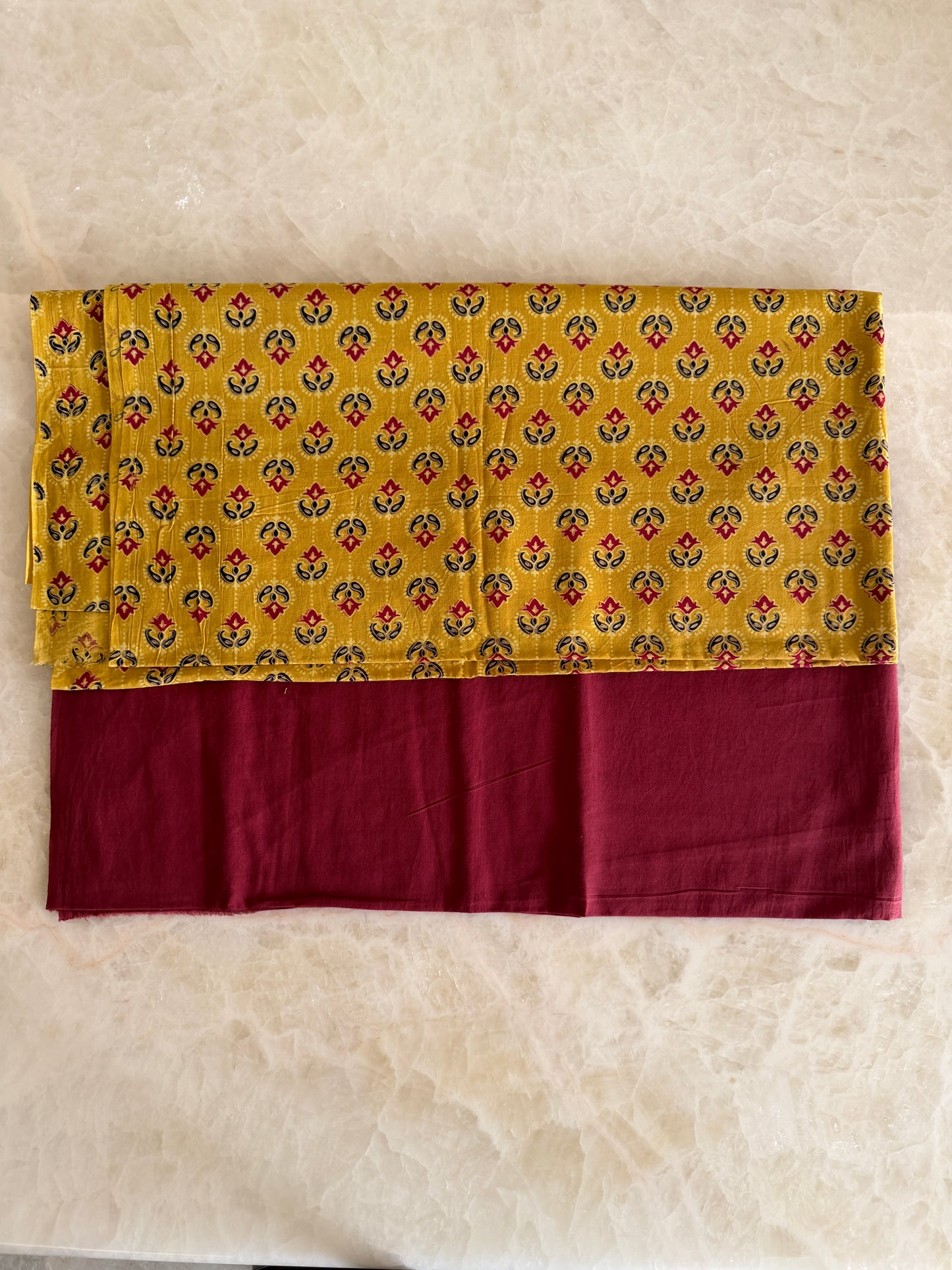Ajrakh Suit Set with Appliqué Patchwork Dupatta