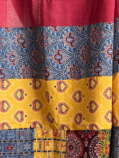 Ajrakh Suit Set with Appliqué Patchwork Dupatta
