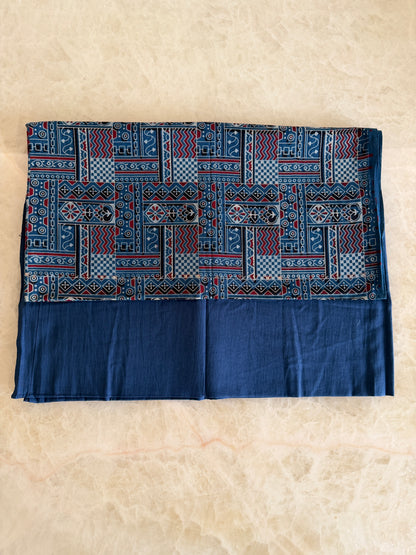 Ajrakh Suit Set with Appliqué Patchwork Dupatta