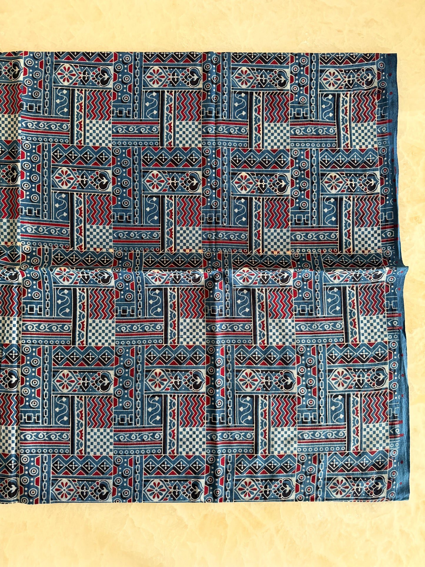 Ajrakh Suit Set with Appliqué Patchwork Dupatta